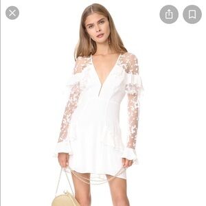 For Love & Lemons Rosebud Embroidery Mini Dress (Ivory) - Size Medium